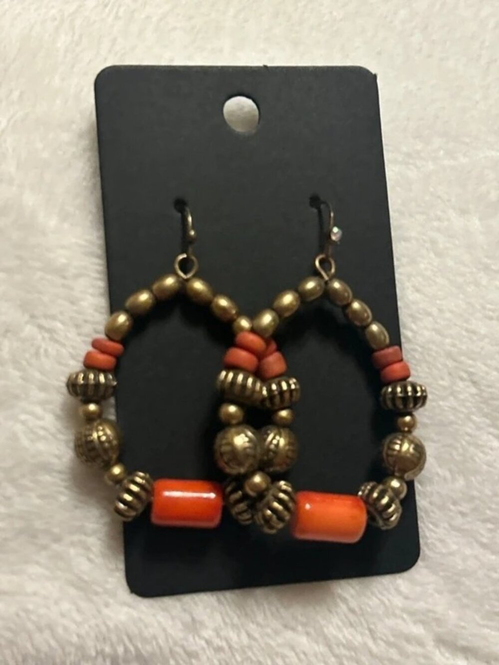 Oval handmade bead earrings